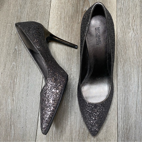 Women’s Michael Michael Kors Glitter Sparkly Gray Pump Pointed Toe Heels Size 8M - Picture 3 of 16